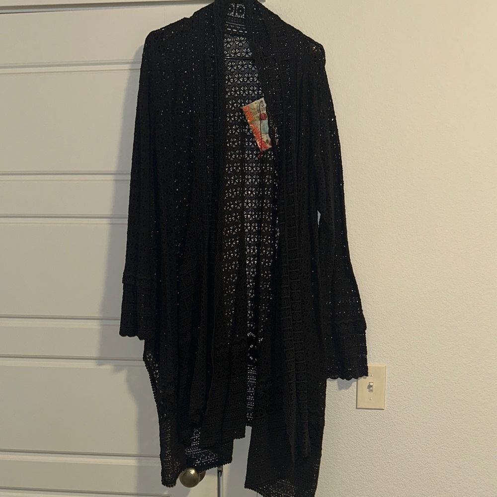 Johnny Was Navy Blue Lace Cardigan